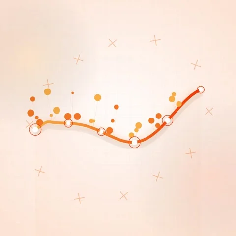 Abstract Orange Wave Data Line Chart with Dots and Crosses on Light Backgroun Stock Footage 347811320