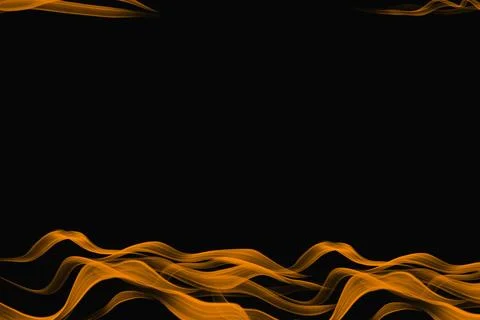 Abstract Orange Wave Layers and Smoke Frame on Black 写真素材