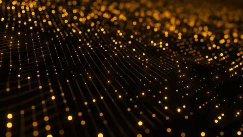 Abstract orange wave particle background Stock Illustration