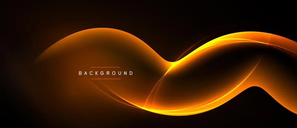 Abstract orange waves flow across black background. Dynamic lines create sm.. Stockillustratie