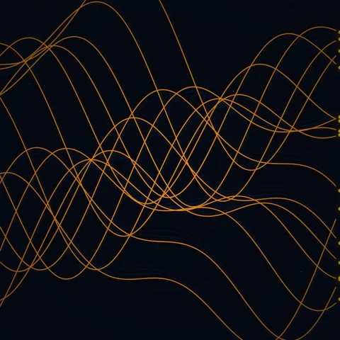 Abstract Orange Waves Flowing on Dark Background, Data Visualization Concept Stock Footage 347261890