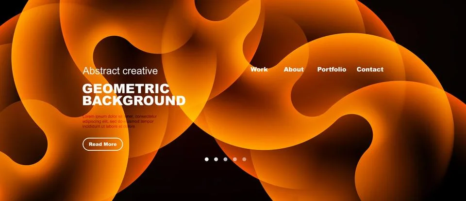 Abstract orange waves form dynamic background. Website header includes 스톡 일러스트