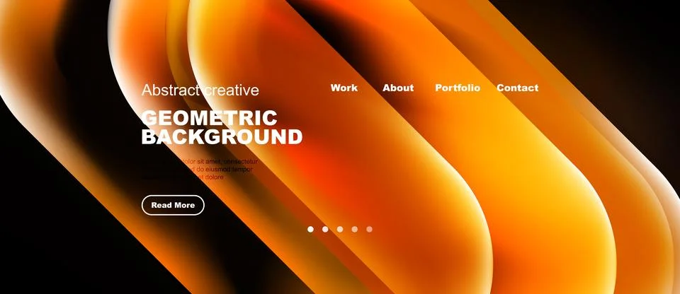 Abstract orange waves form dynamic background. Text overlays promote work, Illustrazione stock