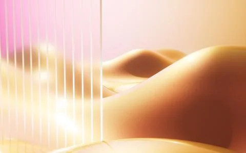 Abstract orange waves, smooth curves, gradient background. Minimalist desig.. Stock Illustration