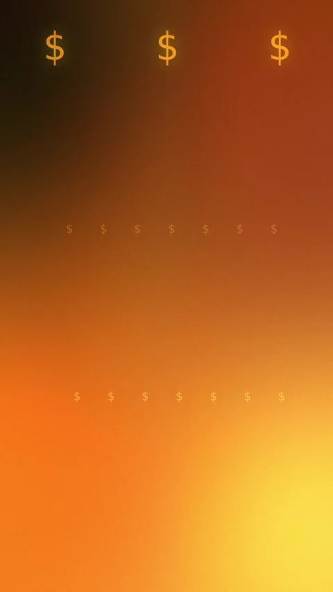 Abstract orange yellow gradient background with glowing dollar symbols Stock Footage 341857016