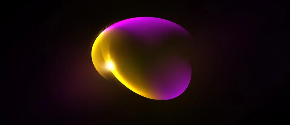 Abstract orb glows, purple blends into gold. Dark background emphasizes lum.. Illustrazione stock