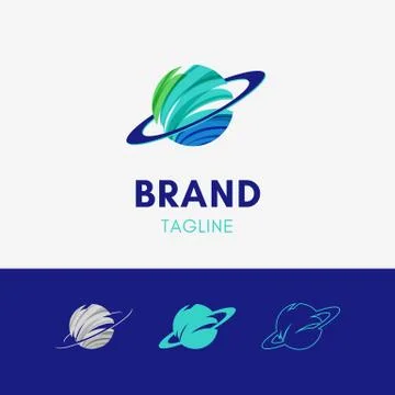 Abstract Orbit Planet Logo template icon symbol in modern nature color Stock Illustration