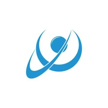 Abstract orbital planet flat logo vector Stock Illustration