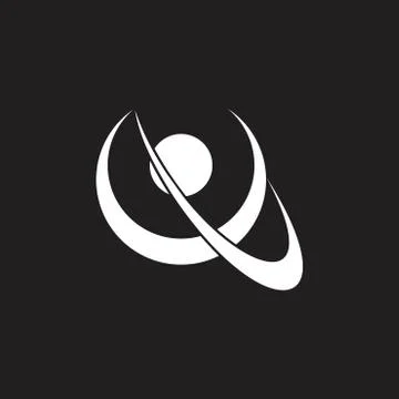 Abstract orbital planet flat logo vector Stock Illustration