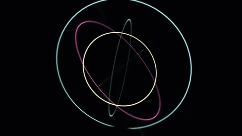 Abstract orbital rings rotating with neon glow and subtle parallax effect i.. Vidéo 342517090