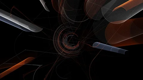 Abstract orbiting circular design on black background Stock Footage 101307369