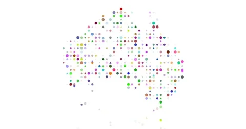 Abstract Orbs Visualizing the Australia Map Loop Stock Footage 320774380