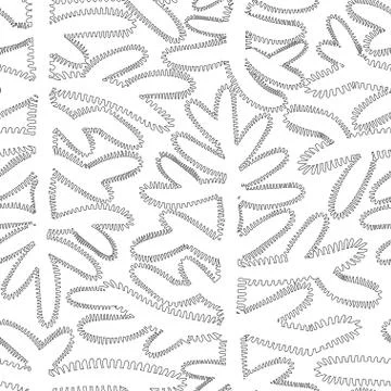 Abstract orgahic seamless pattern with contour Christmas trees on white Stock Illustration