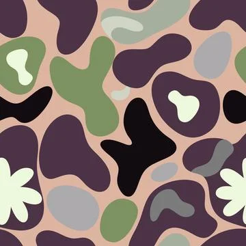 Abstract Organic Camouflage Pattern with Irregular Fluid Shapes in Natural .. Stock Illustration