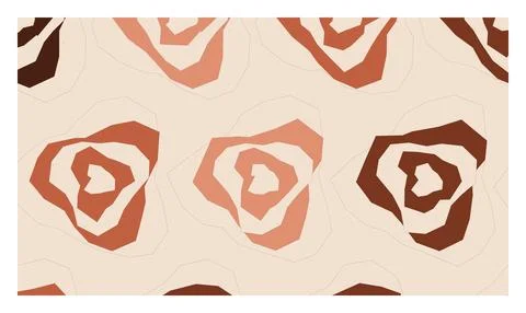 Abstract organic floral pattern with warm brown tones on cream background f.. イラスト素材