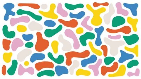 Abstract organic fluid blobs in various colors, ideal for creative background Stock Illustration