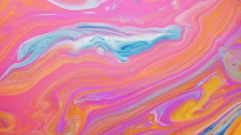 Abstract organic fluid marble background with vibrant multicolor paint swirls Stock Footage 331714818