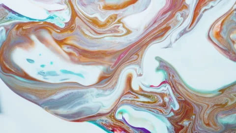 Abstract organic fluid marble background with vibrant multicolor paint swirls Stock Footage 331722377