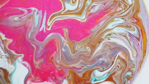 Abstract organic fluid marble background with vibrant multicolor paint swirls Stock Footage 331756536