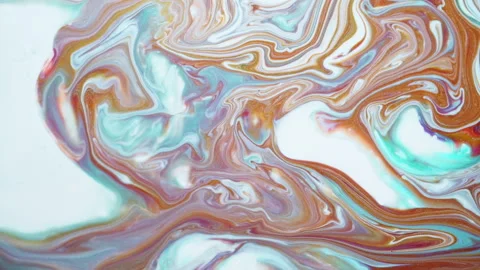 Abstract organic fluid marble background with vibrant multicolor paint swirls Stock Footage 331757089