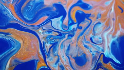 Abstract organic fluid marble background with vibrant multicolor paint swirls Stock Footage 331758157
