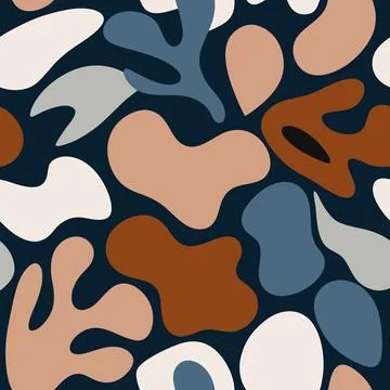 Abstract Organic Fluid Pattern with Contrasting Colors and Dynamic Shapes Stock Illustration