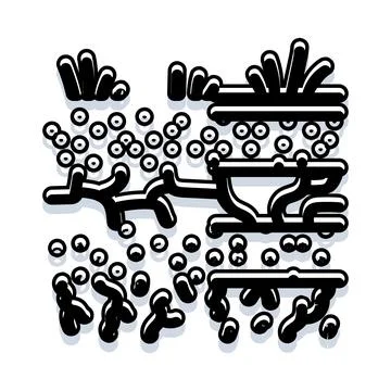 Abstract organic lines and dots pattern art Illustrazione stock