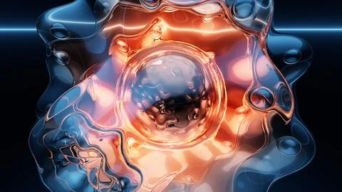 Abstract Organic Liquid Form with Glowing Core - Digital Render Background Stock Illustration
