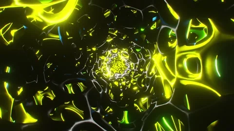 Abstract Organic Mesh Tunnel Loop Changing Colors from Green to Blue Purple and Stock Footage 341675067