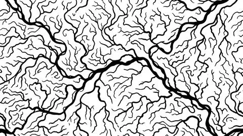 Abstract organic network of flowing black lines creating seamless intricate.. イラスト素材