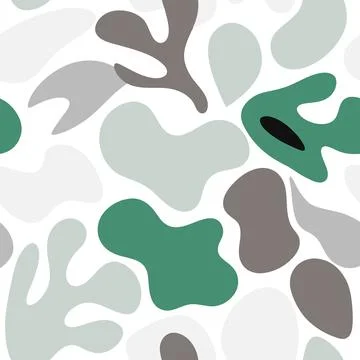 Abstract Organic Pattern Featuring Irregular Green Leaf and Blob Shapes Stock Illustration
