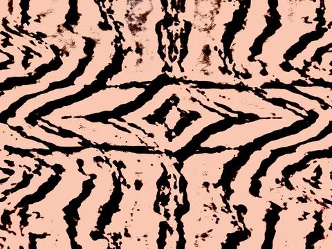 Abstract organic pattern with irregular black stripes on a beige background 스톡 일러스트