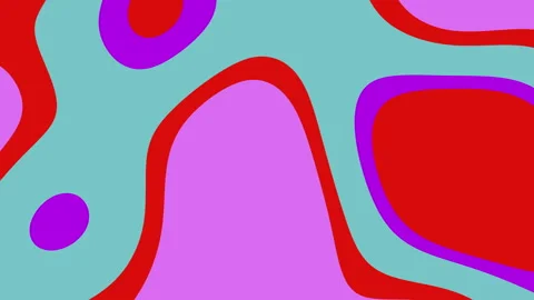 Abstract organic pattern with multiple red purple and teal shapes Stock Footage 321435677