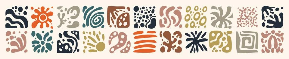 Abstract organic pattern. Paint brush shapes. Line texture. Boho graphic dots イラスト素材