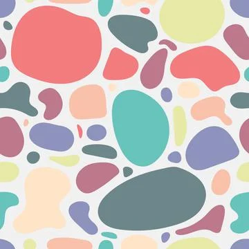 Abstract organic random shapes pebble stone pastel color seamless pattern on Illustrazione stock