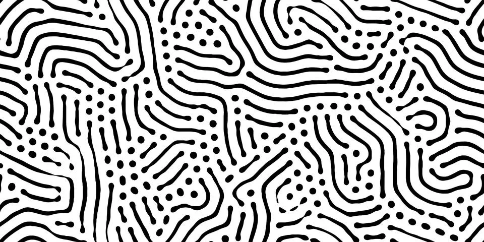 Abstract organic seamless pattern in black and white Illustrazione stock