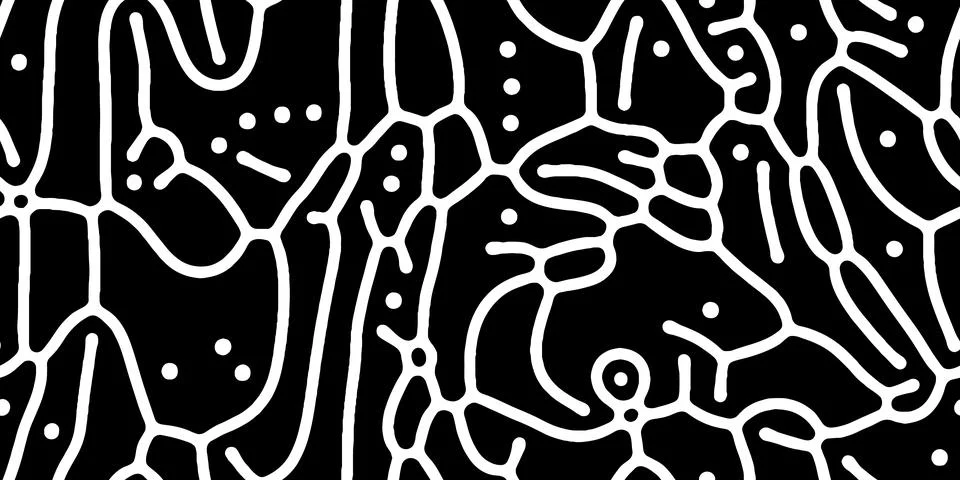 Abstract organic seamless pattern in black and white Illustrazione stock