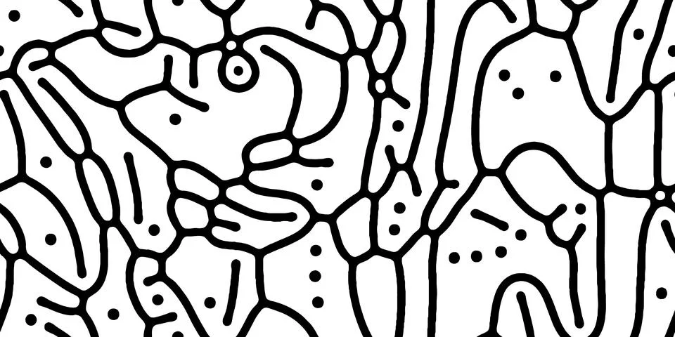Abstract organic seamless pattern in black and white Illustrazione stock