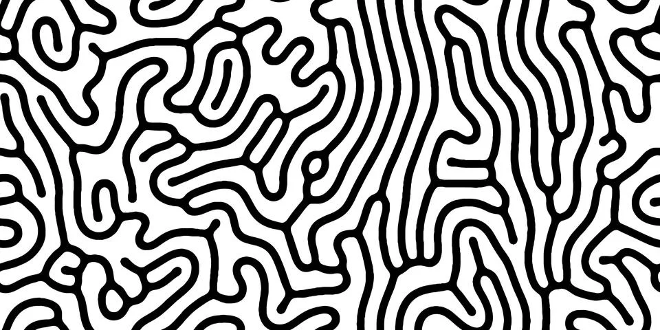 Abstract organic seamless pattern in black and white Illustrazione stock