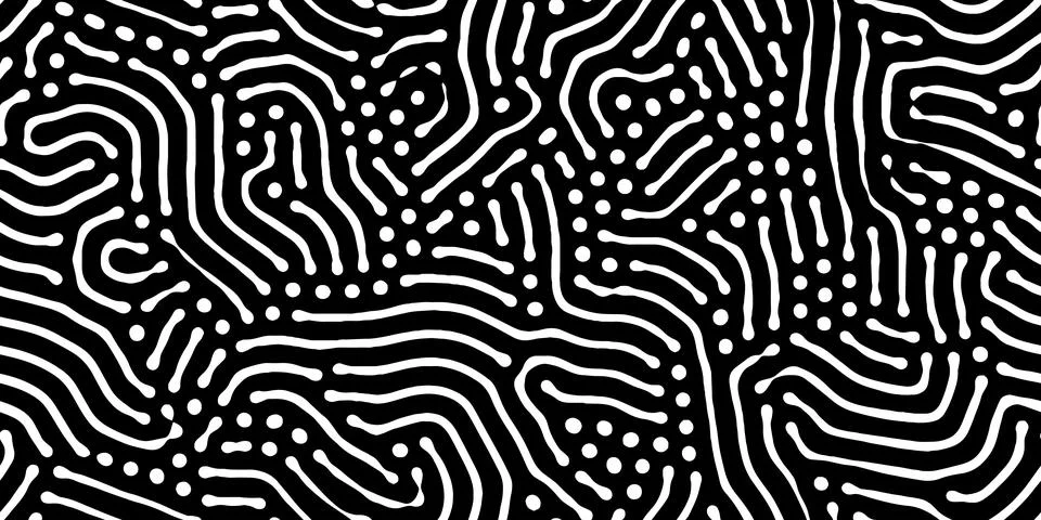 Abstract organic seamless pattern in black and white Stock Illustration