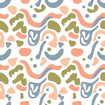 Abstract Organic Seamless Pattern with Pastel Shapes Stock Illustration