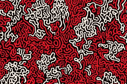 Abstract organic seamless pattern in red, black and white colors Stockillustratie