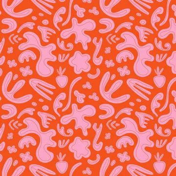 Abstract organic seamless pattern. Trendy contemporary nature floral shapes.. Stock Illustration