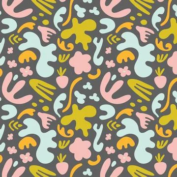 Abstract organic seamless pattern. Trendy contemporary nature floral shapes. Stock Illustration