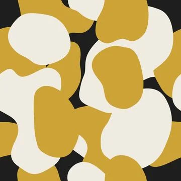 Abstract Organic Shape Pattern in Mustard Yellow and Beige on Dark Background Stock Illustration