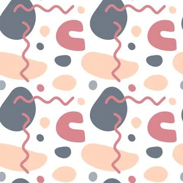 Abstract organic shape Seamless pattern. Hand drawn various shapes. Template Stock Illustration