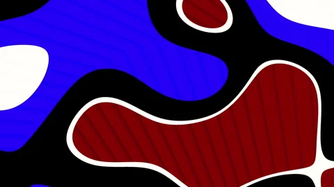 Abstract Organic Shapes Flowing Fluid Motion Background Blue Red White Black Stock Footage 339706183