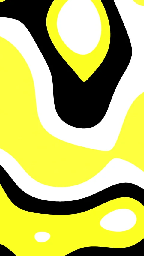 Abstract organic shapes fluid motion yellow black and white background Stock Footage 339710228
