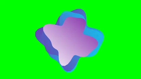 Abstract organic shapes layered in blue and purple on a green background Stock Footage 340266874