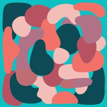 Abstract Organic Shapes Pattern in Teal and Earth Tones. Stock Illustration